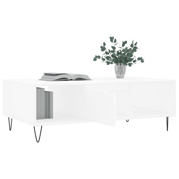 vidaXL Tavolino da Salotto Bianco 104x60x35 cm in Legno Multistrato
