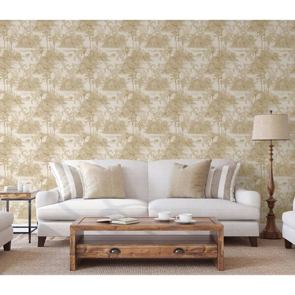 DUTCH WALLCOVERINGS Carta da Parati "Tropical" Beige e Oro