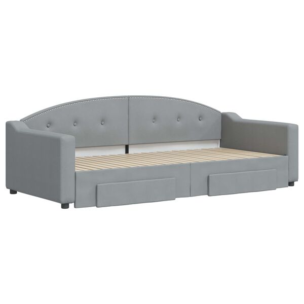 vidaXL Divano Letto Estraibile Cassetti Grigio Chiaro 90x200cm Tessuto