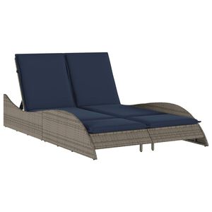 vidaXL Lettino Prendisole con Cuscini Grigio 114x205x73 cm in Polyrattan