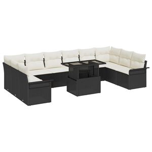 vidaXL Set Divano da Giardino 11 pcs Nero Rattan in Polipropilene