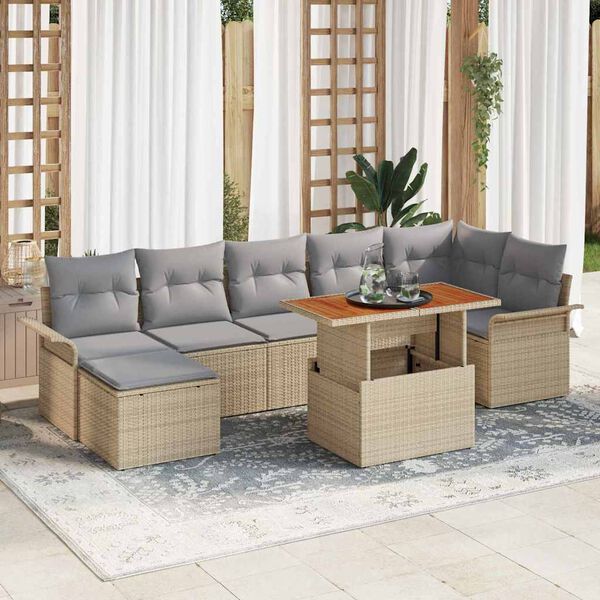 vidaXL Set Divano da Giardino 8 pcs Beige Poly Rattan