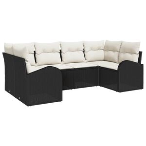vidaXL Set Divano da Giardino 6 pz Nero e Bianco polyrattan