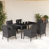 vidaXL Set da Pranzo da Giardino 7 pz Nero con Cuscini in Polyrattan