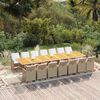 vidaXL Set da Pranzo da Giardino 15 pz con Cuscini Beige in Polyrattan