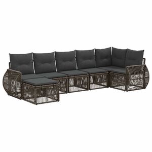 vidaXL Set Divano da Giardino 7 pz Grigio e Grigio Scuro polyrattan