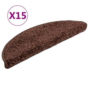 vidaXL Tappetini per scale 15 pz 56x17x3 cm Marrone Semicircolari