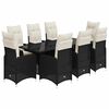 vidaXL Set Bistr&ograve; da Giardino 9 pz con Cuscini in Polyrattan Nero