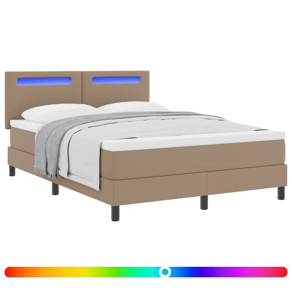 vidaXL Letto a molle Cappuccino 140 x 190 cm Pelle sintetica