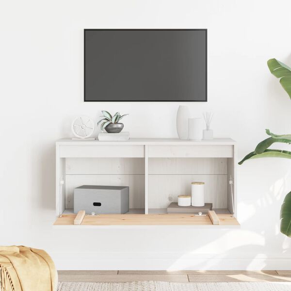 vidaXL Pensile Bianco 80x30x35 cm in Legno Massello di Pino