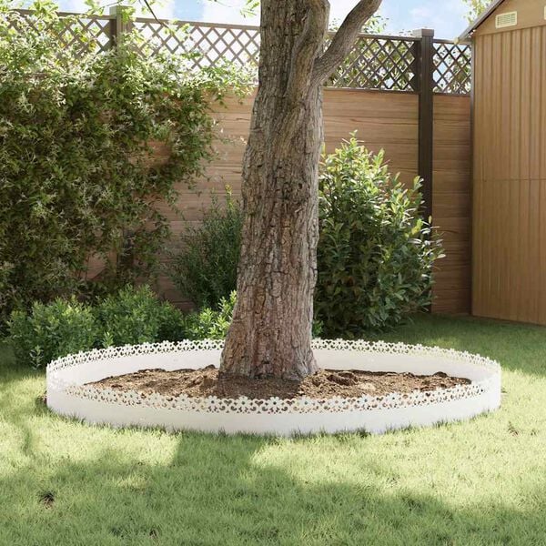 vidaXL Bordure per prato 10 pcs Bianco 103 x 0,05 x 22 cm Acciaio