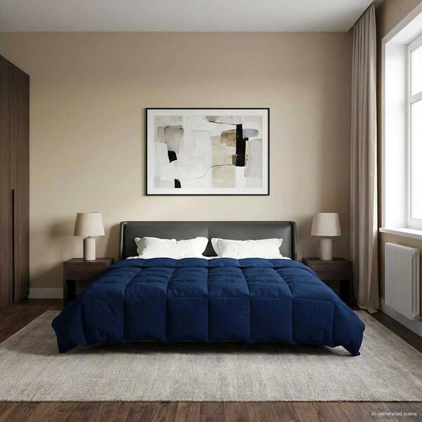 vidaXL Duvet Estivo Trapuntato Blu Scuro 220 x 240 cm Microfibra