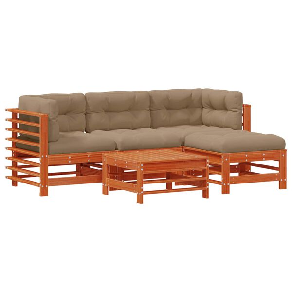 vidaXL Set Lounge da Giardino 5 pcs Marrone Cera