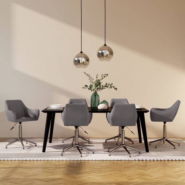 vidaXL Sedie da Pranzo Girevoli 6 pz Grigio Chiaro in Tessuto