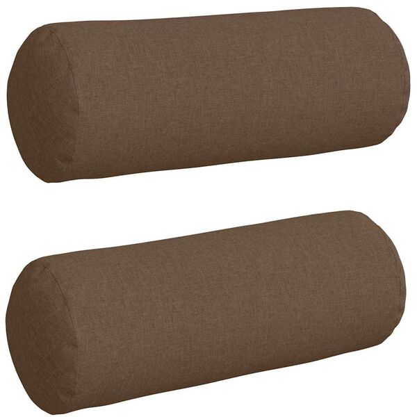 vidaXL Cuscini a rullo 2 pcs Marrone &Oslash; 25 x 70 cm Tessuto