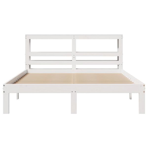 vidaXL Giroletto con Testiera Bianco 120x190 cm Legno Massello di Pino