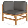 vidaXL Set Divani da Giardino 7pz Cuscini Grigi Legno Massello di Teak