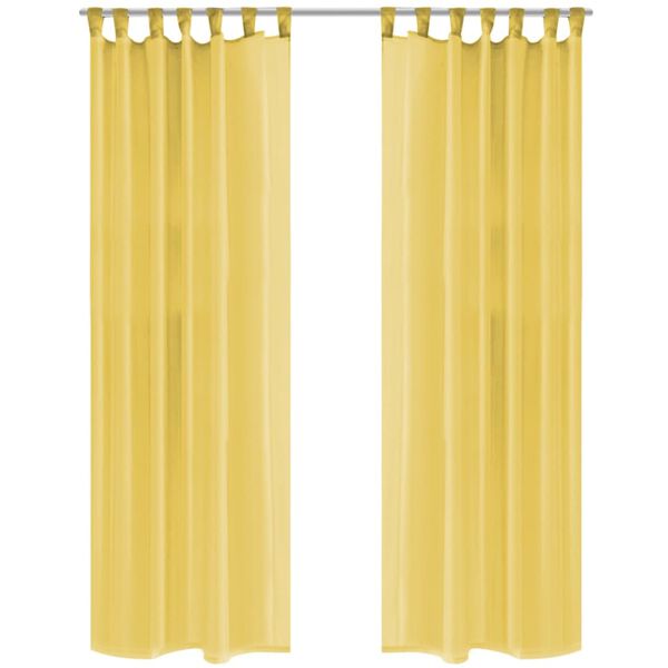 vidaXL 2 Pz Tende in Voile 140x175 cm Giallo