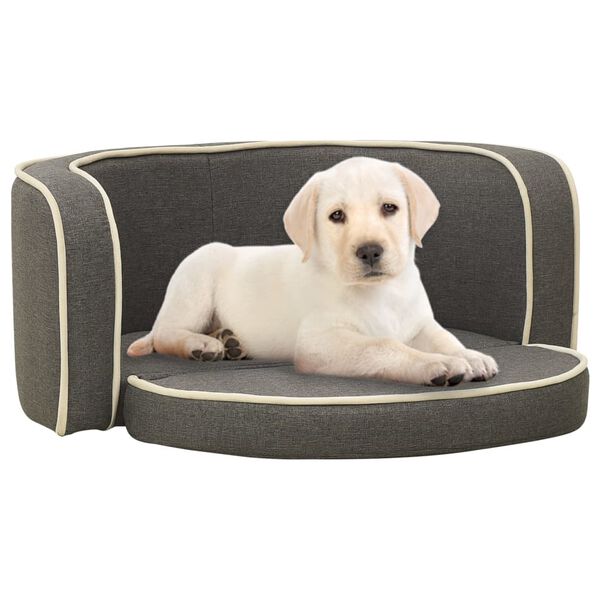 vidaXL Divano Cani Pieghevole Grigio 73x67x26 cm Cuscino Lino Lavabile