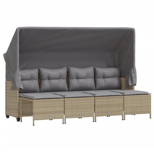 vidaXL Set Divano da Giardino 5 pz con Cuscini Beige in Polyrattan