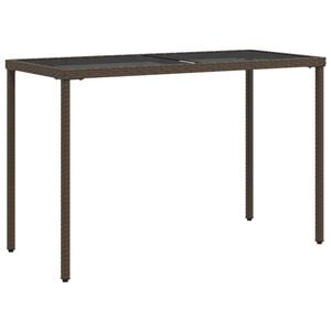 vidaXL Tavolo Giardino con Piano Vetro Marrone 115x54x74 cm Polyrattan