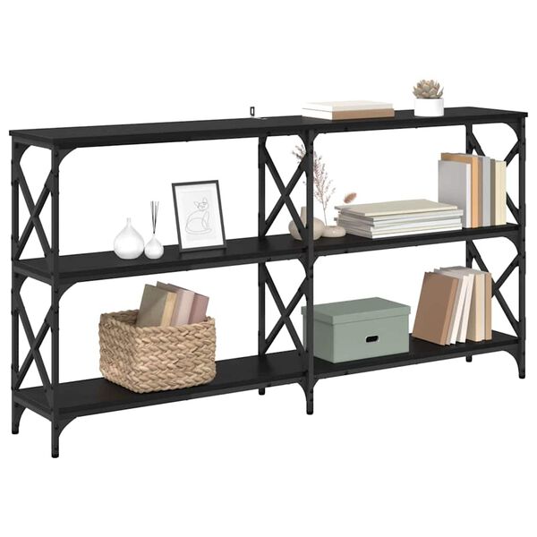 vidaXL Tavolo consolle Rovere Nero 156 x 28 x 80,5 cm