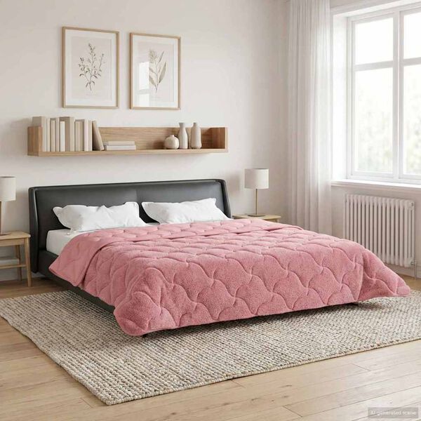 vidaXL Duvet Estivo Rosa 220 x 240 cm Microfibra e Fleece Teddy