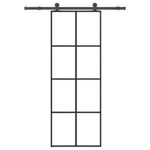 vidaXL Porta Scorrevole con Ferramenta 76x205cm Vetro ESG Alluminio