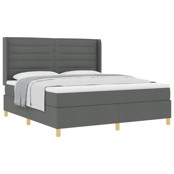 vidaXL Letto a molle con materasso Grigio scuro 180 x 200 cm Tessuto