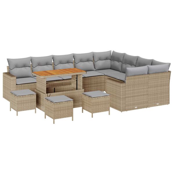 vidaXL Set Divano da Giardino 13 pcs Beige polyrattan