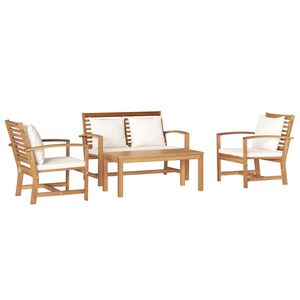 vidaXL Set Divano da Giardino Naturale Legno massello di teak