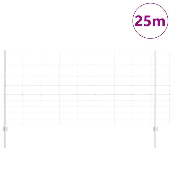 vidaXL Recinzione con Posto Argento 1,2 x 25 m Acciaio