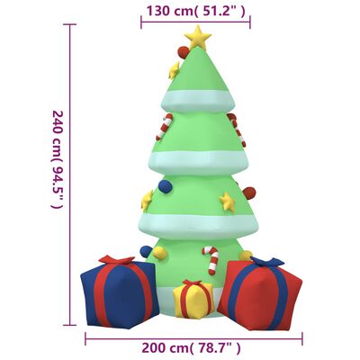 vidaXL Albero di Natale Gonfiabile con LED 240 cm