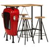 vidaXL Set da Bar 5 pz in Legno Massello di Mango