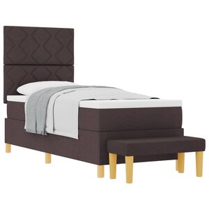 vidaXL Letto a molle con testiera Marrone scuro 200 x 80 cm Tessuto