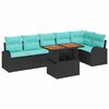 vidaXL Set Divano da Giardino 7 pz Nero Poly Rattan