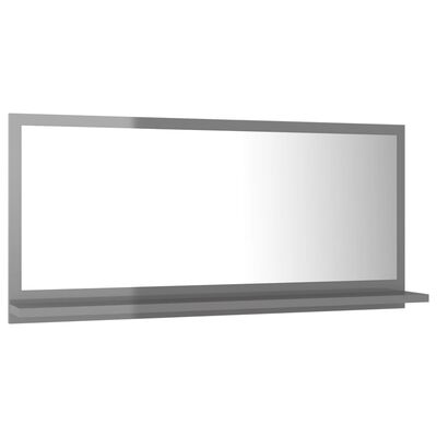 vidaXL Specchio da Bagno Grigio Lucido 80x10,5x37 cm Legno Multistrato