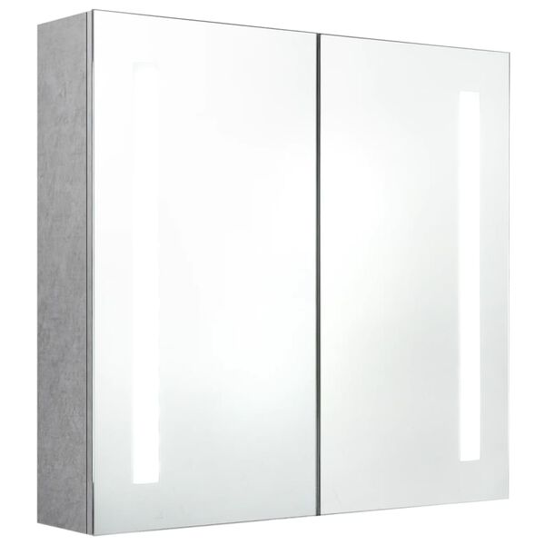vidaXL Armadietto Bagno con Specchio e LED Grigio Cemento 62x14x60 cm