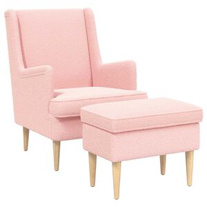 vidaXL Poltrona con Ottomano 2 pz Rosa Boucl&eacute;