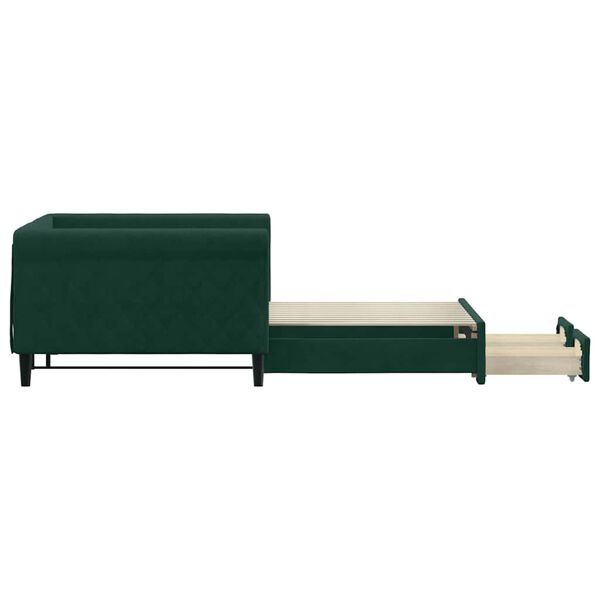 vidaXL Divano Letto Estraibile Cassetti Verde Scuro 100x200cm Velluto