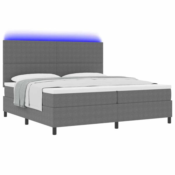 vidaXL Letto a Sorgente LED Grigio chiaro e bianco 200 x 200 cm