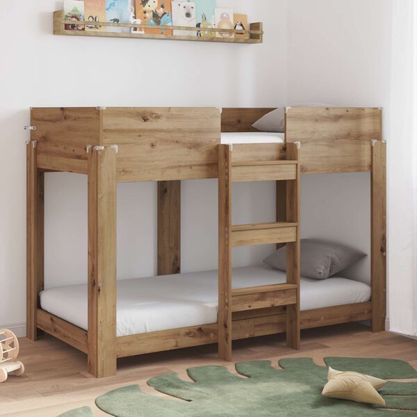 vidaXL Letto a Castello per Bambini Rovere artigianale 80 x 160 cm