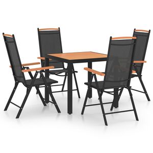 vidaXL Set da Pranzo da Giardino 5 pz in Alluminio Nero