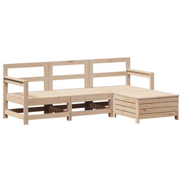 vidaXL Set Divani da Giardino 4 pz in Legno Massello di Pino