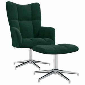 vidaXL Poltrona Relax con Poggiapiedi Verde Scuro in Velluto