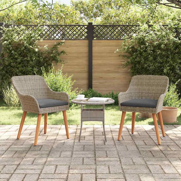vidaXL Sedia da Giardino 2 pcs Nero 62,5 x 55 x 82 cm polyrattan