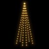 vidaXL Albero di Natale Pennone Bianco Caldo 108 LED 180 cm