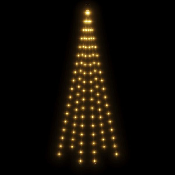 vidaXL Albero di Natale Pennone Bianco Caldo 108 LED 180 cm