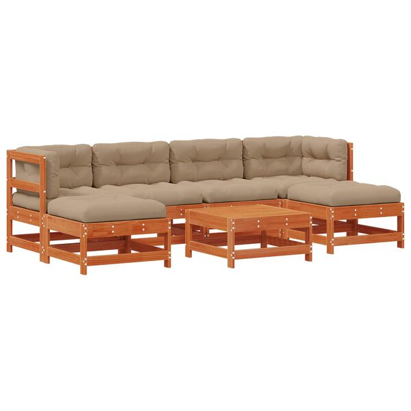 vidaXL Set Lounge da Giardino 7 pcs Marrone Cera