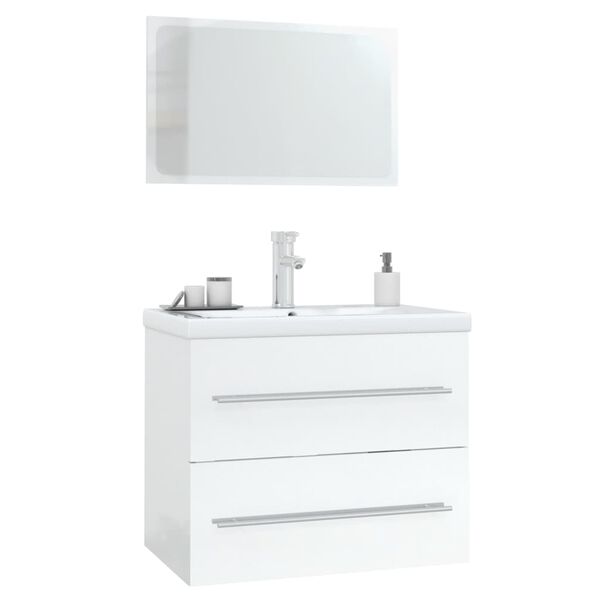 vidaXL Set Mobili da Bagno 3 pz Bianco Lucido